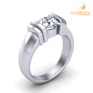 Bar Set Solitaire Engagement Ring With Tapered Half Round Shank Sun Rock Gems SRGBR1011 – 2