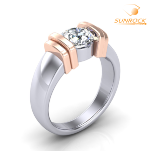 Bar Set Solitaire Engagement Ring With Tapered Half Round Shank Sun Rock Gems SRGBR1011 – 3