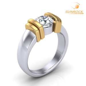 Bar Set Solitaire Engagement Ring With Tapered Half Round Shank Sun Rock Gems SRGBR1011 – 1